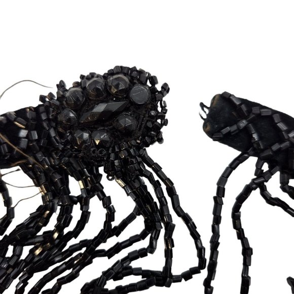 Antique Glass Bead Collar Necklace Black Hand Sewn Estate - Picture 9 of 9